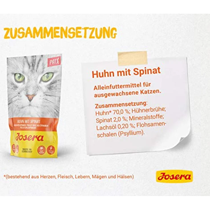 Josera Multipack Paté, 6 x 85 g, Premium Nassfutter für ausgewachsene Katzen, getreidefrei, drei Geschmacksrichtungen mit Lachsöl, Frischebeutel – Bild 4