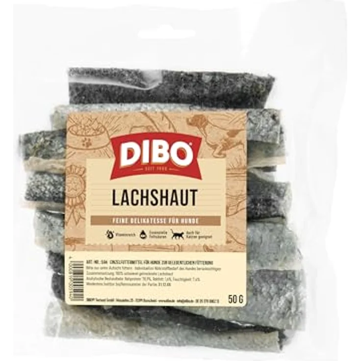 DIBO Lachshaut 50g, schonend getrockneter Hundesnack zur Förderung von Immun- und Nervensystem – Bild 2