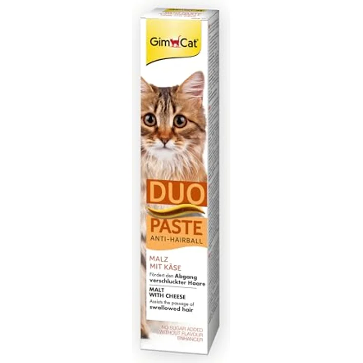 GimCat DUO Paste Anti-Hairball Malz mit Käse, 50g - fördert den natürlichen Abgang verschluckter Haare – Bild 1