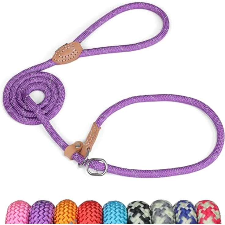 Grand Line Retrieverleine mit Zugstopp, 150 cm reflektierende Moxonleine für kleine, mittlere und große Hunde - 14mm, lila – Bild 1