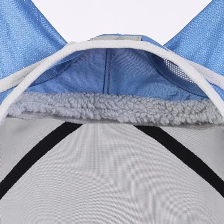 Harrison Howard CareMaster Pro Luminous Pferde Fliegenmaske, UV-Schutz mit Fleece-Polsterung und Ohrenschutz, Marineblau, Pony (S) – Bild 3