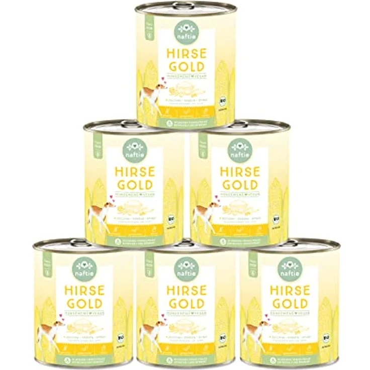 naftie Veganes Hundefutter Bio Hirse Gold, Nassfutter Menü mit Erbsen, purinarm, glutenfrei, Diät-Futter, 6x800g – Bild 1
