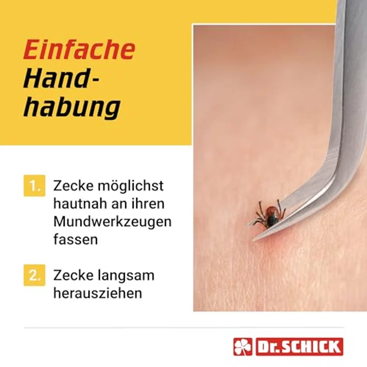 Dr. SCHICK Zeckenpinzette, Edelstahl mit abgewinkelten Spitzen, präzise Zeckenentfernung für Menschen und Tiere – Bild 4