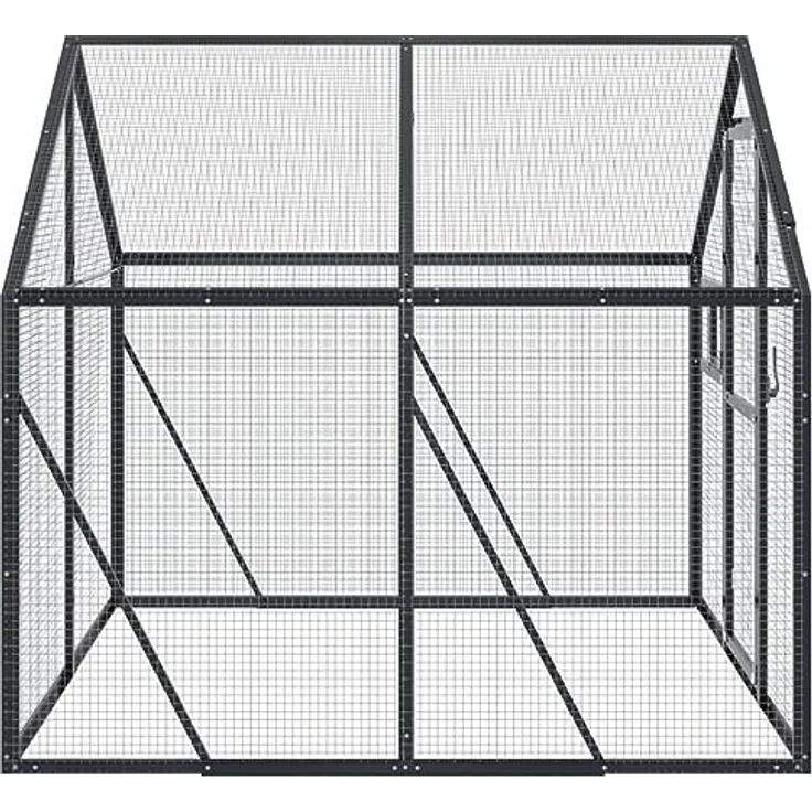 vidaXL Voliere, Vogelkäfig für Außenbereich aus Aluminium, mit abschließbaren Türen und Maschendraht, anthrazit – Bild 4