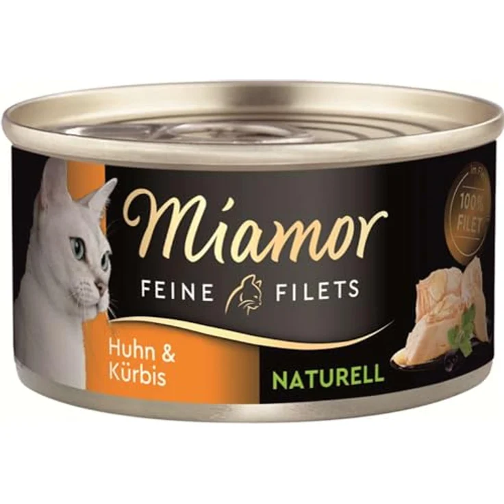 Miamor Feine Filets Naturelle, Katzen-Nassfutter mit Huhn & Kürbis, 24 x 80 g Portionsdöschen – Bild 2