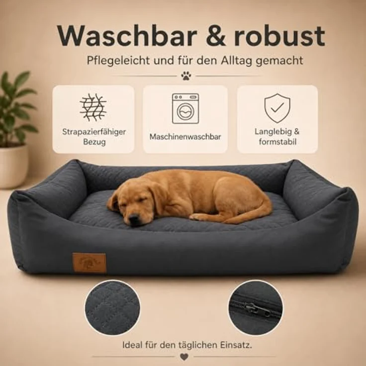 Odolplusz XXL Hundebett 100x70cm, wasserdichter Bezug, abnehmbar & waschbar, robuster Hundekorb für große und mittelgroße Hunde – Bild 5