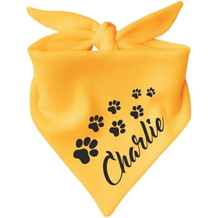 Kleiner Fratz Hunde Dreiecks Halstuch, gelb, Größe 2 (68 cm), zum Binden, hochwertige Druckfarbe, waschbar bis 40 Grad
