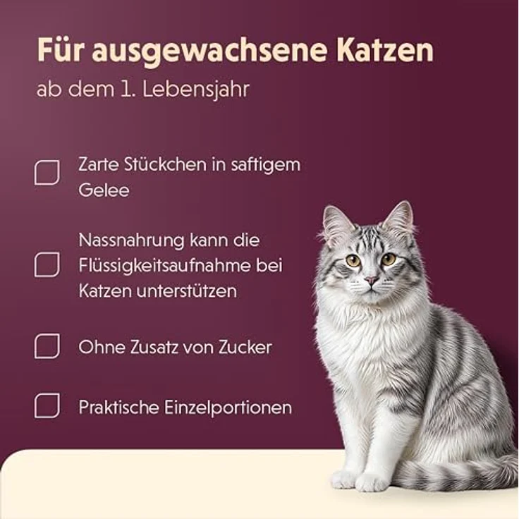 animonda Vom Feinsten Adult Geflügel Vielfalt in Gelee Mixpack, 12 x 85 g, nährstoffreiches Katzen-Nassfutter mit Huhn, Pute und Lachs – Bild 4