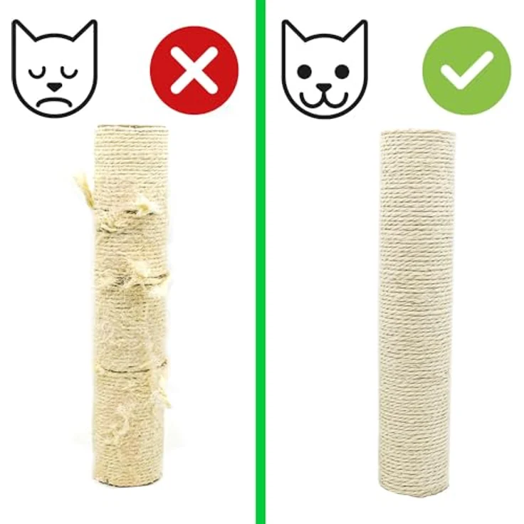 EYEPOWER Sisal Ersatzstamm für Kratzbaum, 15 cm Ø 7,4 cm M8, 100% Natur, für Katzenkratzbaum, passgenau und robust – Bild 4