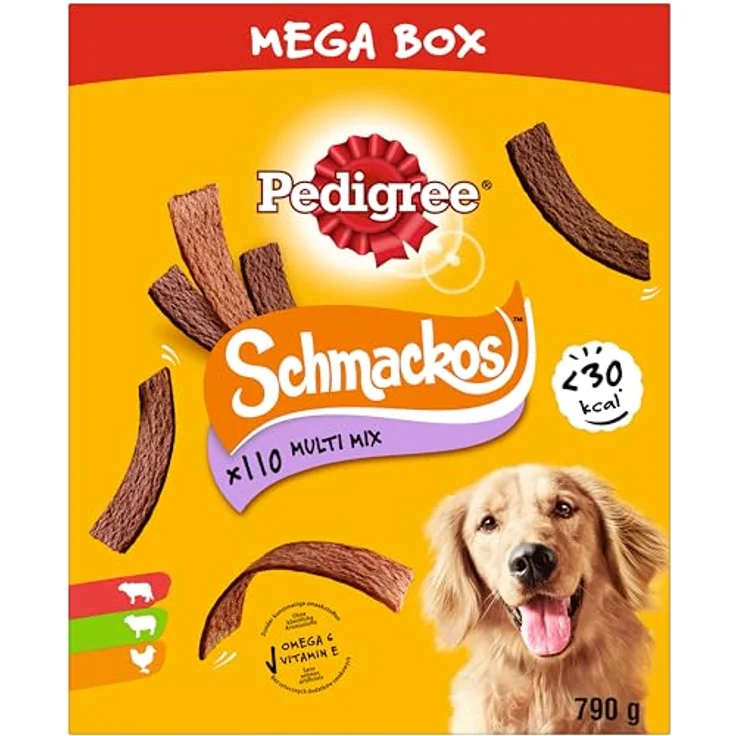 Pedigree Schmackos Multi Mix Streifen, Hundesnacks mit Rind, Geflügel & Lamm, 5 x 22 Stück, weniger als 30 kcal, mit Omega 6 und Vitamin E – Bild 2