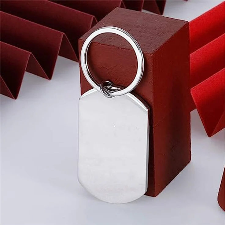 KBNSUIAN Personalisierte Notfall Haustier Alarm Schlüsselanhänger aus Edelstahl, gravierbare ID mit Telefonnummer und Adresse, sicher und wasserdicht, 49x28mm – Bild 5