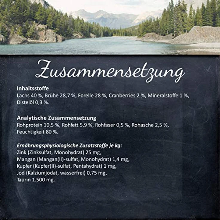 WILDES LAND Lachs, Nassfutter mit hohem Fleischanteil und natürlichen Zutaten für ausgewachsene Katzen, 12x90g – Bild 2