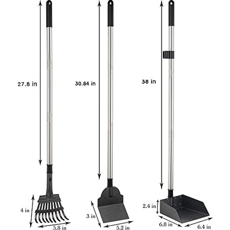 Yangbaga Hundekotschaufel, Metall mit 2 Rechen und verstellbarem 84 cm Griff für große, mittlere und kleine Hunde – Bild 2