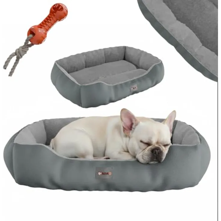 BENNO Hundebett SAMMY, quadratisch 65x50x16 cm, rutschfest, waschbar, Polyester, mit Kauknochen