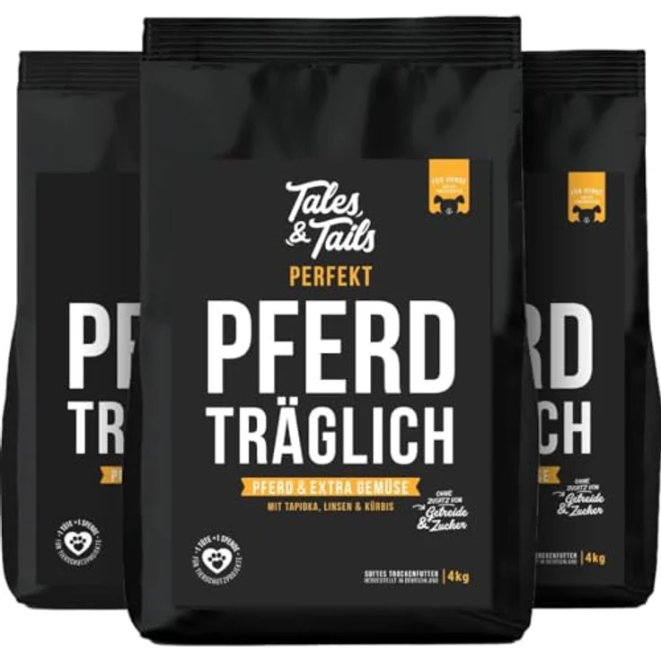 Tales & Tails Halbfeuchtes Trockenfutter für Hunde, Getreidefrei, Monoprotein Pferd, 4 kg (3er Pack) – Bild 1