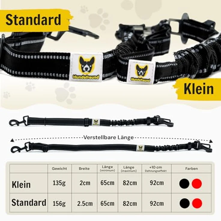 Hundefreund Hundegurt fürs Auto, Verstellbarer Sicherheitsgurt für große und mittelgroße Hunde mit Ruckdämpfer, schwarz – Bild 3
