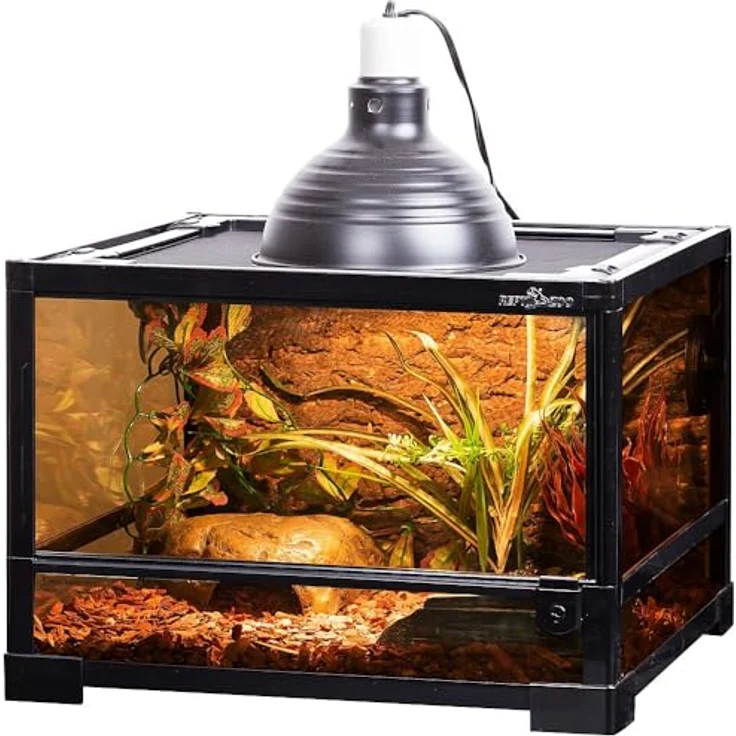 ReptiZoo Glas-Terrarium 45x45x32 cm, zerlegbar mit Schwenktüre und integrierten Schloss, Frontventilation – Bild 3