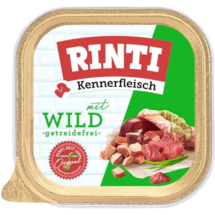 Rinti Kennerfleisch Schale | Wild, Hundefutter mit 70% Fleisch, 9x 300g