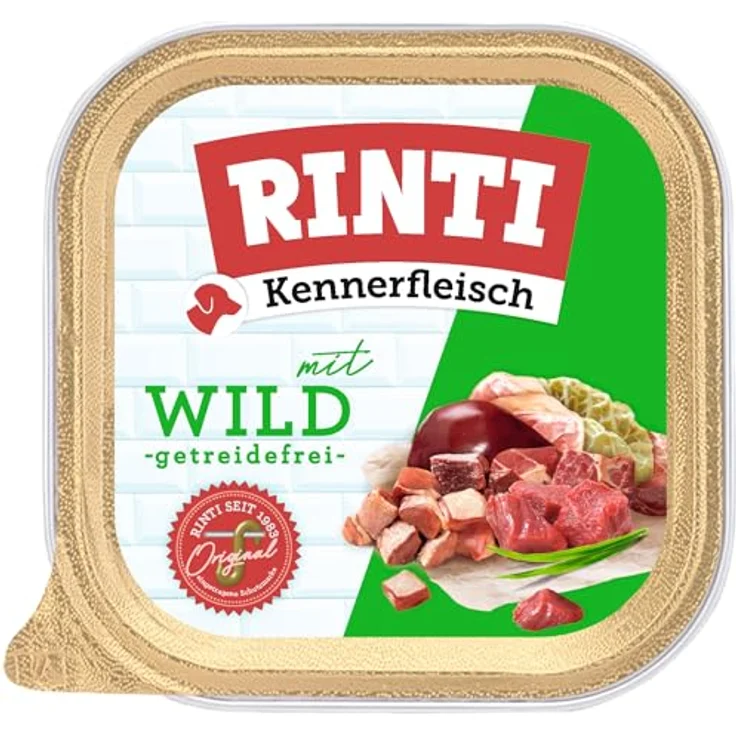 Rinti Kennerfleisch Schale | Wild, Hundefutter mit 70% Fleisch, 9x 300g