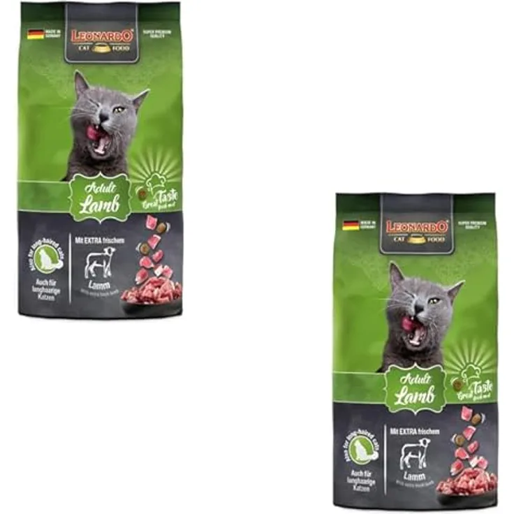 Leonardo Adult Lamb, Trockenfutter für ausgewachsene Katzen, Doppelpack 2 x 300 g, zur Unterstützung der Abwehrkräfte, Optimierung des pH-Werts des Harns