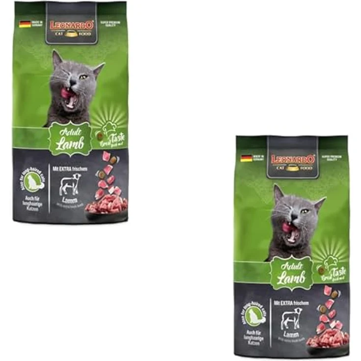 Leonardo Adult Lamb, Trockenfutter für ausgewachsene Katzen, Doppelpack 2 x 300 g, zur Unterstützung der Abwehrkräfte, Optimierung des pH-Werts des Harns – Bild 1