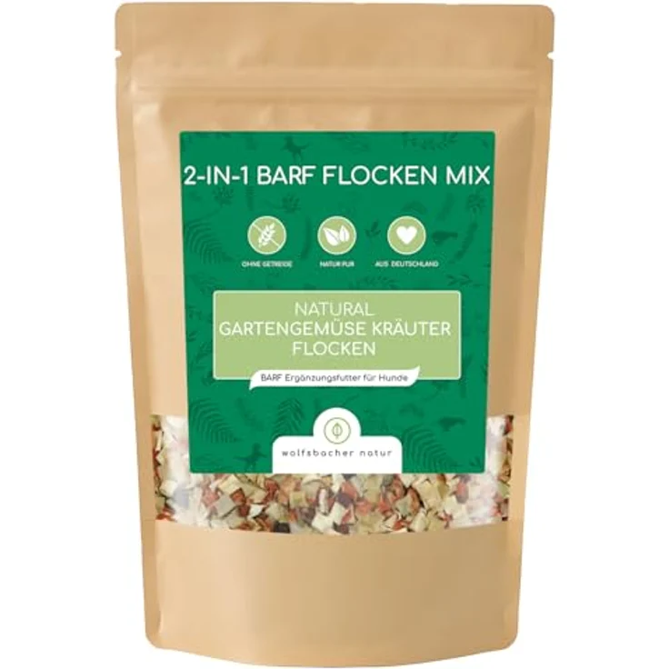 Wolfsbacher Barf Flocken Mix für Hunde – 100% natürliche Gartengemüse und Kräuter, getreidefrei, 500g – Bild 1