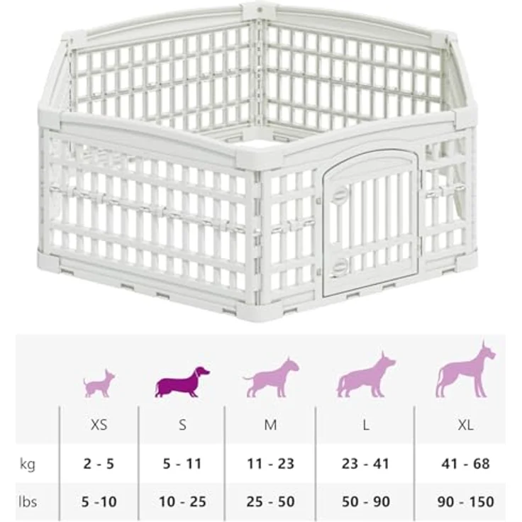 vidaXL Freigehege 6-Panel-Hundespielplatz, 122 x 106,5 x 40 cm, wetterbeständiger Kunststoff, weiß – Bild 4