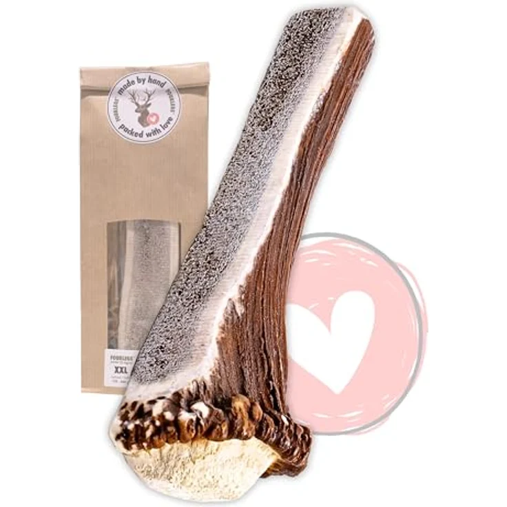 FOURLEGS® natürlicher Kausnack für Hunde aus 100% Hirschgeweih, Größe XXL halbiert, fettarm, mineralstoffreich, geruchsneutral – Bild 1