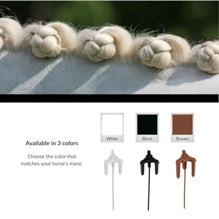 Quick Knot® Deluxe Mähnenklammer, wiederverwendbares Flechtwerkzeug für Pferde und Ponys, Weiß, XL – Bild 4