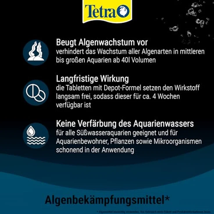 Tetra AlgoStop depot, formstabile Tabletten zur Algenvorbeugung in Aquarien ab 40 L, 12 Tabletten mit Depotwirkung – Bild 3