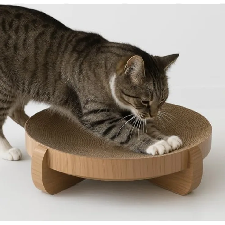 Flamingo Kratzkarton Lico, stabiler Kratzplatz für Katzen mit Katzenminze, braun, 38 x 38 x 9,5 cm