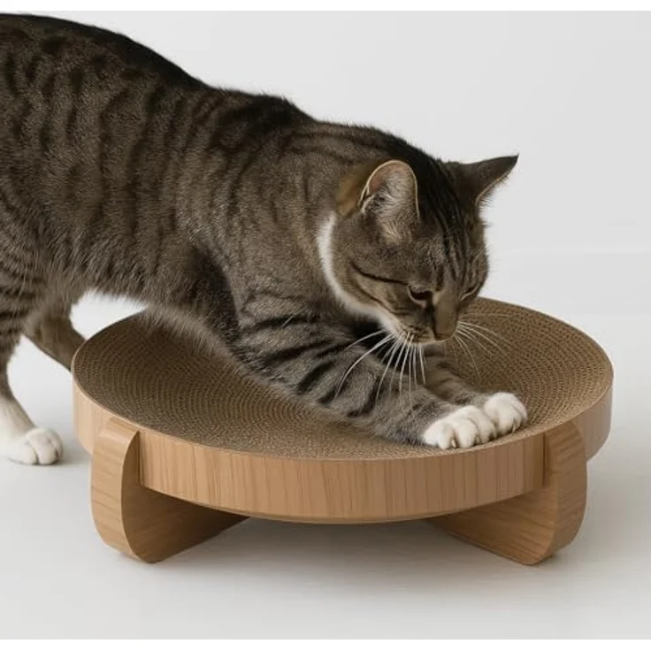 Flamingo Kratzkarton Lico, stabiler Kratzplatz für Katzen mit Katzenminze, braun, 38 x 38 x 9,5 cm – Bild 1