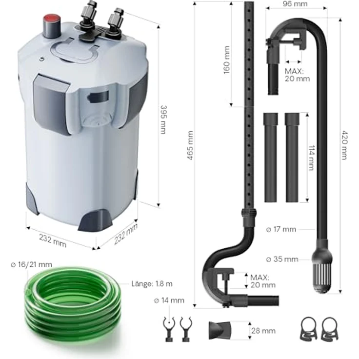 SunSun HW-402B, Aquarium Außenfilter 1000 L/h mit 9 W UVC Klärer, 3-Stufen-Filtration und Filtermaterial – Bild 3