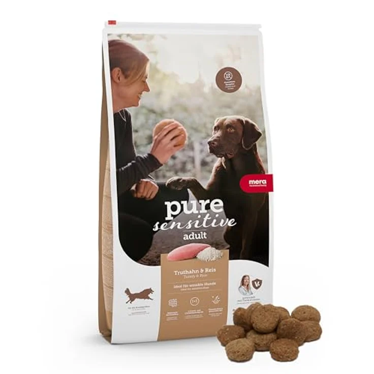MERA Pure Sensitive Truthahn & Reis, Trockenfutter für sensible Hunde, ohne Weizen und Zucker, 4 kg – Bild 1