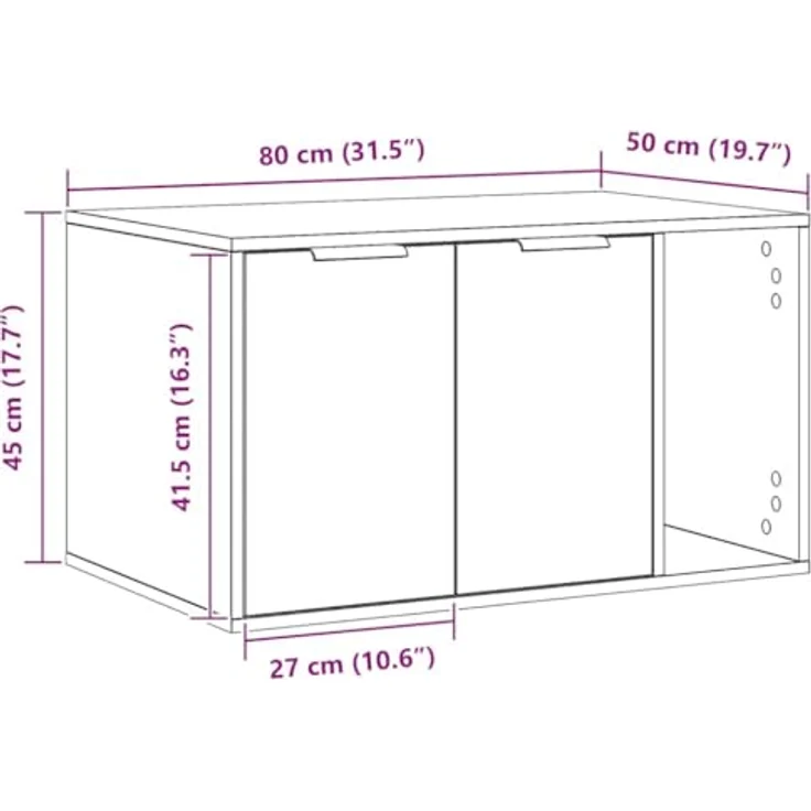 vidaXL Katzentoilette, Katzenklo Artisan-Eiche 80x50x45 cm Holzwerkstoff, verstecktes Design, vielseitig einsetzbar – Bild 4