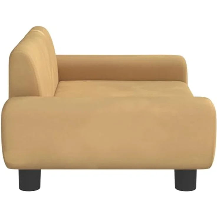 vidaXL Hundekorb Hundebett Braun 70x45x33 cm Samt Körbchen Hundesofa mit massivem Kiefernholzrahmen – Bild 5