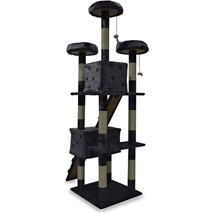 Bituxx Katzenkratzbaum XL Dunkelgrau, 170 cm hoch mit 3 Etagen und robustem Sisal – Bild 4