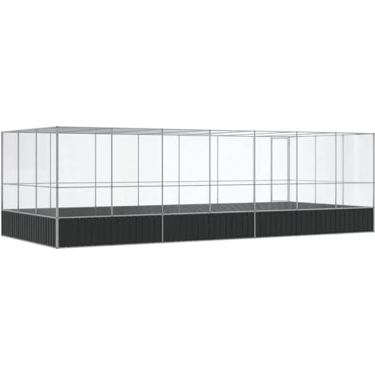 vidaXL Voliere mit Verlängerung, Stahlkäfig für Vögel und Kleintiere, 725x307x212cm, silber mit verschließbarer Tür – Bild 5