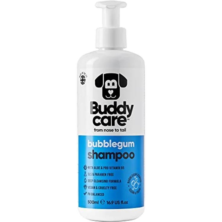 Buddycare Kaugummi-Hundeshampoo, tiefenreinigendes Shampoo mit Aloe Vera und Pro-Vitamin B5, süßer Duft, 500ml – Bild 1