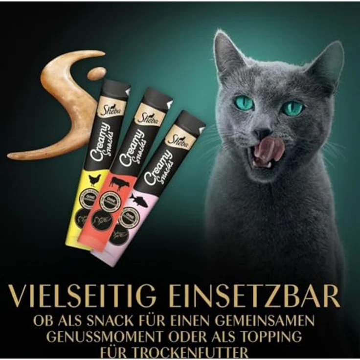 Sheba Creamy Snacks Multipack, Katzenfutter mit 3 Sorten (Huhn, Lachs, Rind), 18x12g – Bild 8