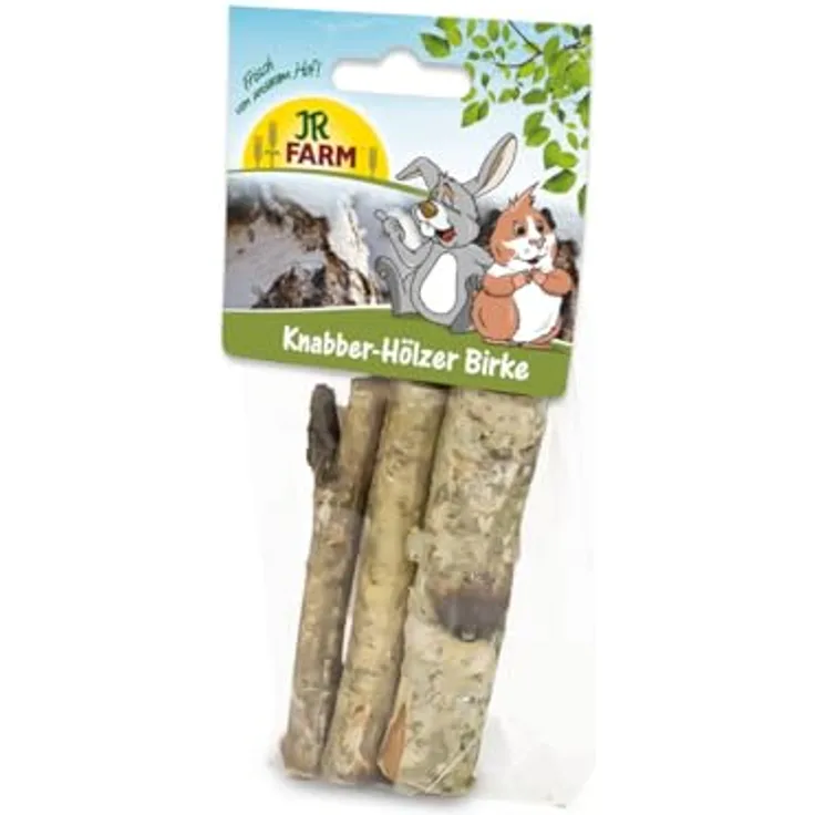 JR FARM Knabber-Hölzer Birke, 40 g - Naturbelassene Holzstückchen zur Unterstützung des Zahnabriebs und Förderung der Vitalfunktionen, made in Germany
