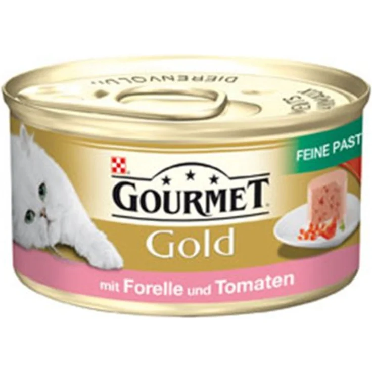 Gourmet Gold Feine Pastete, Katzen-Nassfutter mit Forelle & Tomate, 12 x 85 g – Bild 2