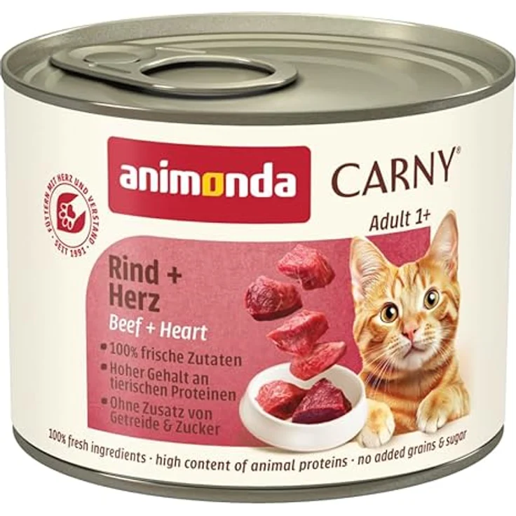 animonda Carny Adult Rind und Herz, Katzen-Nassfutter mit frischem Fleisch, 6x200g, ohne Soja und Zucker – Bild 3