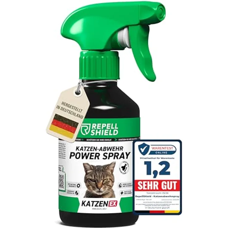 RepellShield® Katzenabwehrspray, Natürliches Katzenschreck Spray mit Geraniol, 250ml, ohne Flecken & Rückstände