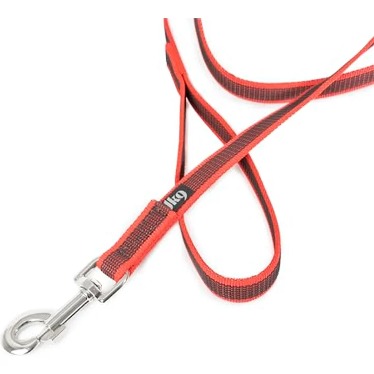 JULIUS K-9 IDC Color & Gray gumierte Leine, 20 mm x 2 m mit Schlaufe und D-Ring, stark und widerstandsfähig, Rot-Grau – Bild 3