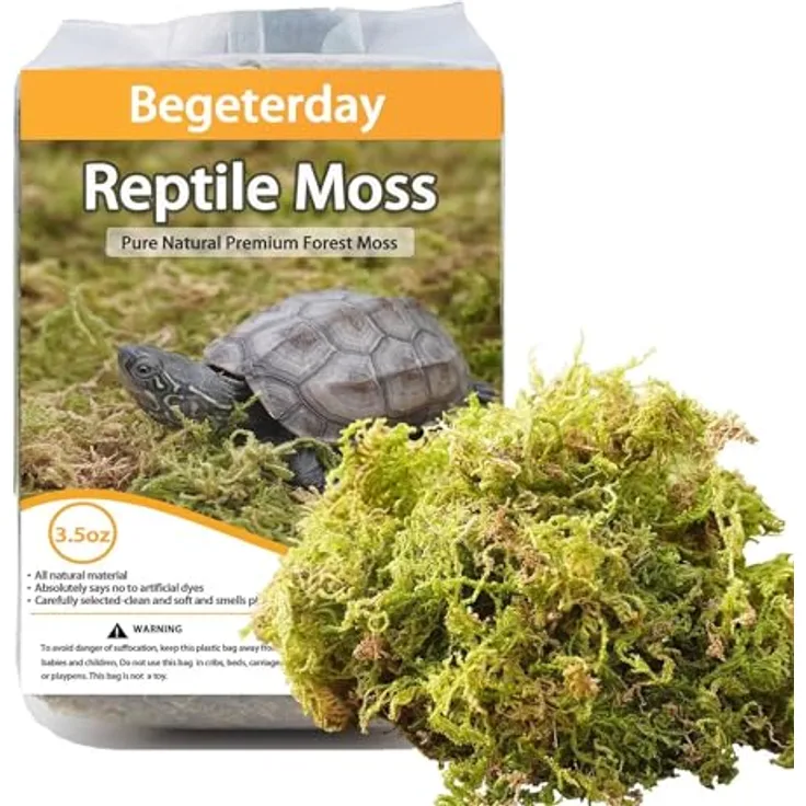 Begeterday 99g Reines Natürliches Moos für Schildkröten, Feuchtigkeitsspendend und Wärmespeichernd, Ideal für Terrarien