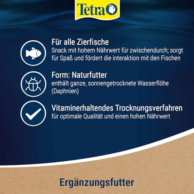 Tetra Delica Daphnia Naturfutter, 100% sonnengetrocknete Wasserflöhe, gesunde Snacks für Zierfische, 100 ml Dose – Bild 5