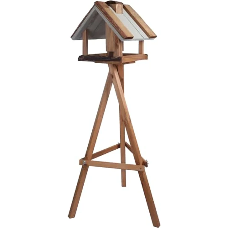 Siena Garden Futterschatz Sandro, Vogelhaus mit Futtersilo, FSC-zertifiziertes Kiefernholz, grau-braun, inklusive Ständer 100 cm