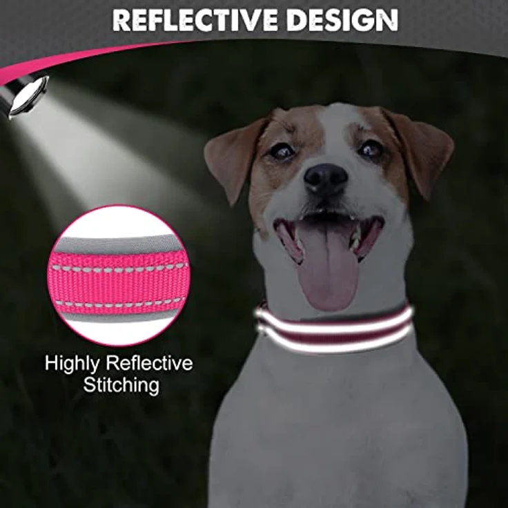 Joytale Neopren Hundehalsband, Gepolstert und Nylon Reflektierend, Leuchtend Rosa, für Kleine Hunde 28-37 cm – Bild 4