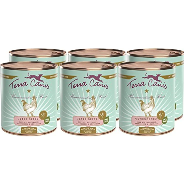 Terra Canis Huhn mit Pastinaken, Löwenzahn und Kamille, getreidefreies Hunde-Nassfutter, 6er Pack (6 x 800 g) – Bild 2